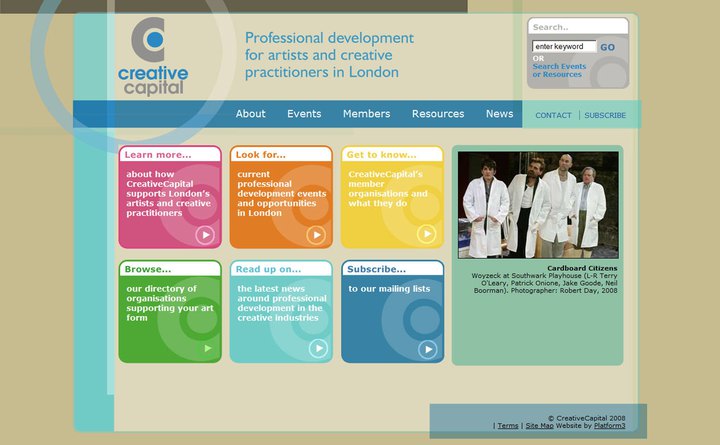 2009 Creative Capital redesigned home page 2009 Creative Capital redesigned home page
