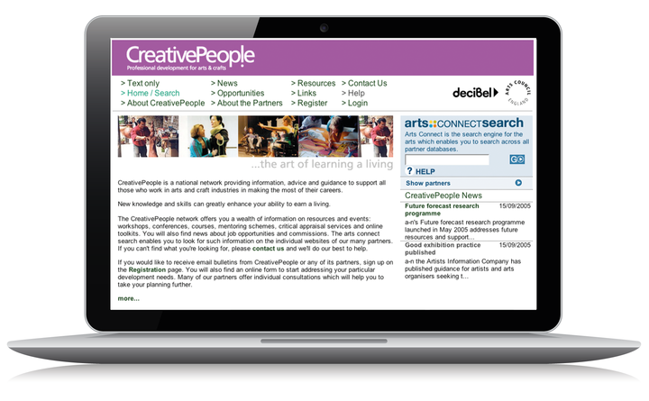 2005 Creative People home page 2005 Creative People home page