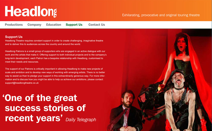 2008 Headlong Theatre website support page 2008 Headlong Theatre website support page