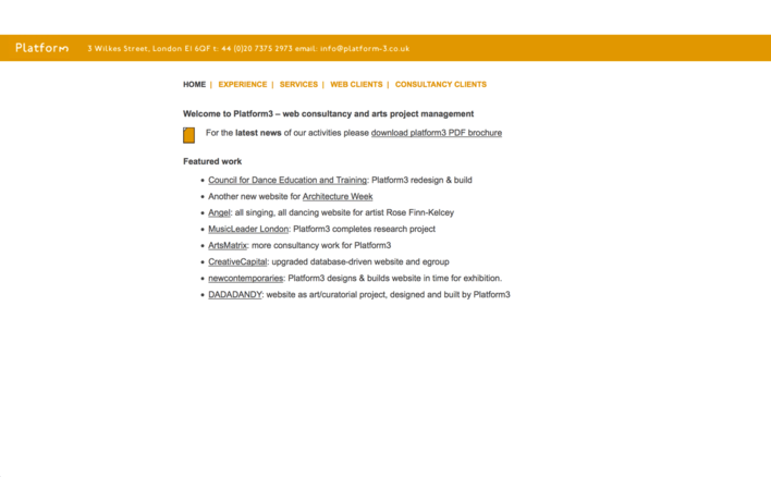 Platform3 website 2001 - 2006 Platform3 website 2001 - 2006